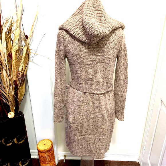 Moda International Minimalist Warm 30% Wool Hooded Cardigan Duster With … - Picture 10 of 10